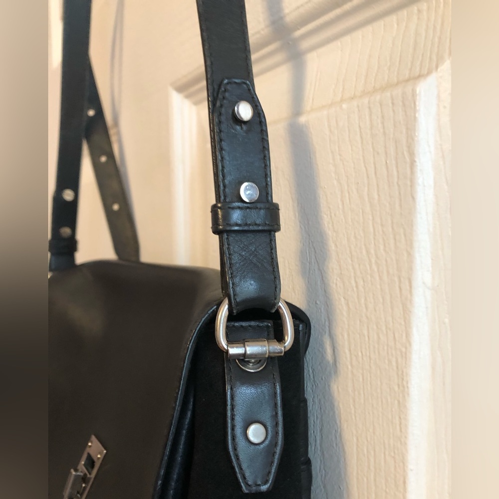 $1650 Proenza Schouler Black Leather Elliot Shoulder Crossbody Messenger Bag - Picture 6 of 13